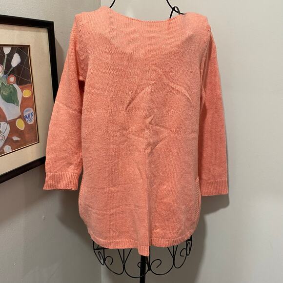Ann Taylor Pullover Sweater Size Medium Knitted Peach Oversized Wide Neck - Picture 7 of 7